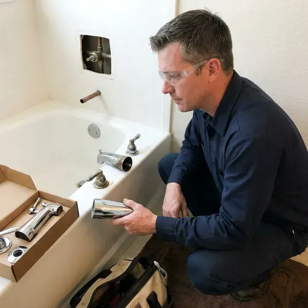 FKM Plumbing technician providing bathtub faucet replacement in Los Angeles, CA