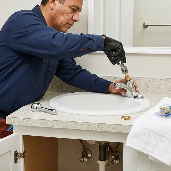 FKM Plumbing technician providing faucet repair in Garden Grove, CA