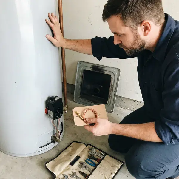 FKM Plumbing technician providing gas water heater repair in Ontario, CA