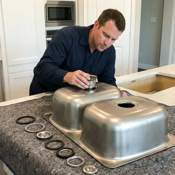 FKM Plumbing technician providing kitchen sink installation in Los Angeles, CA